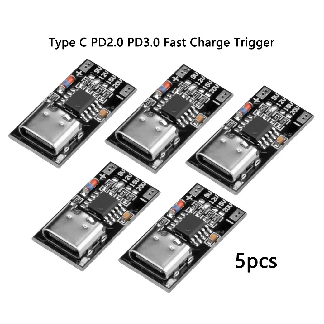 Co Detector Plug - Diymore-Type-Cクイックチャージトリガー,ポーリング検出器,USB電源,変更モジュール,充電器ボード,pd2.0,pd3.0,5個
