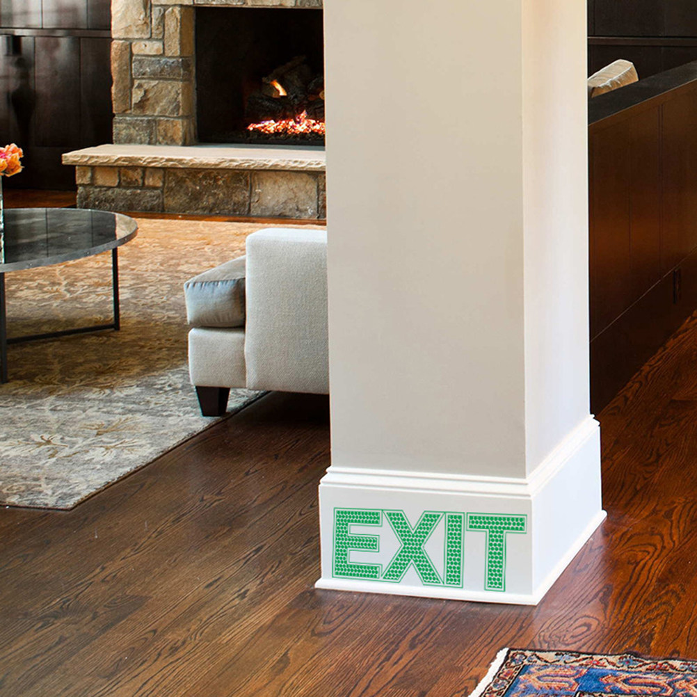 Emergency Exit Sign - 出口ウォールステッカー 発光式緊急安全標識 6.5 x 19cm オフィス、学校、小売店、交通安全シンボル用