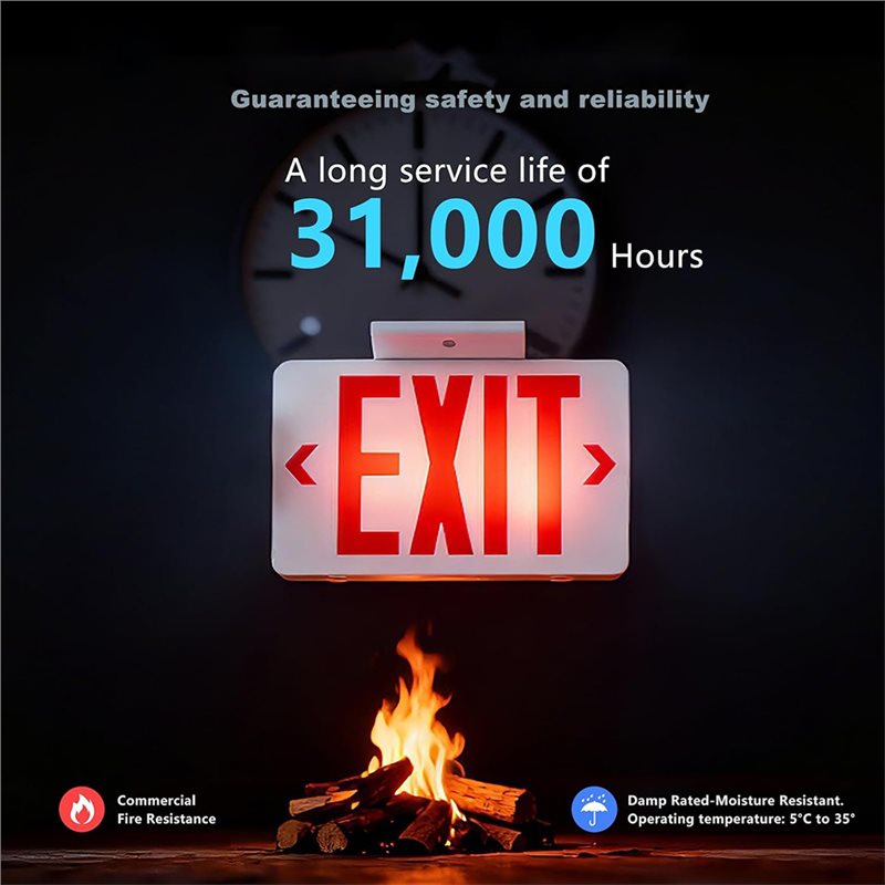 【A10R】赤色非常灯付き出口標識、LED非常灯2個セット - Emergency Exit Sign のレビューと価格