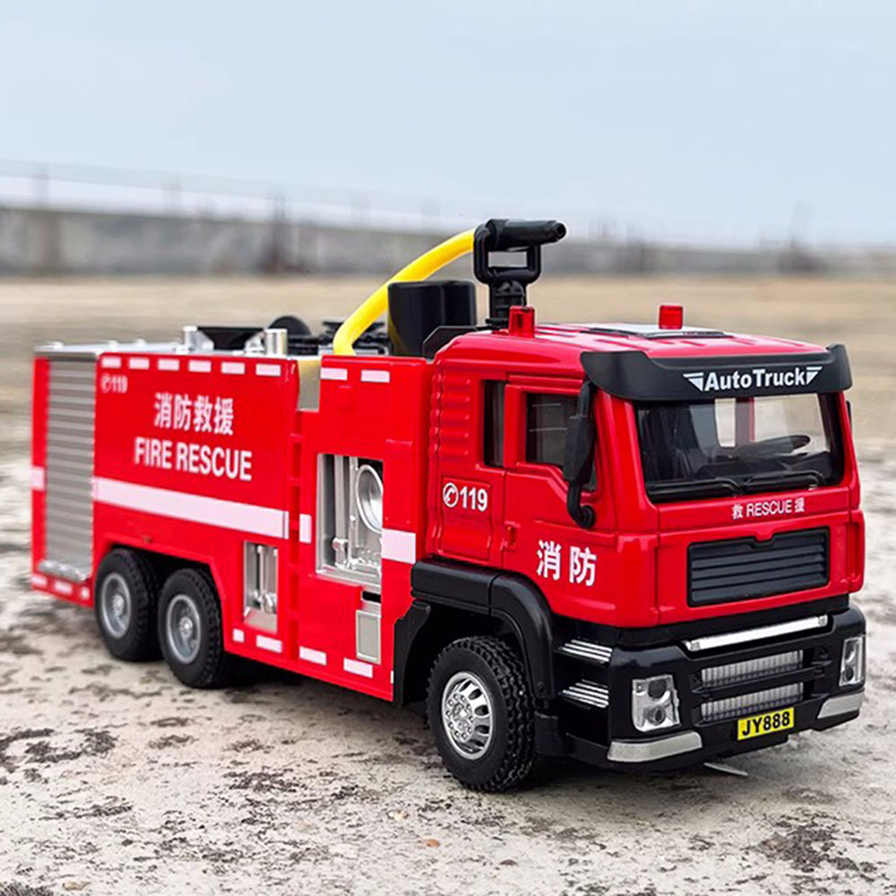 1/50スケールはしご付き消防車モデルおもちゃ、ホイールプル - Fire Escape Ladder のレビューと価格