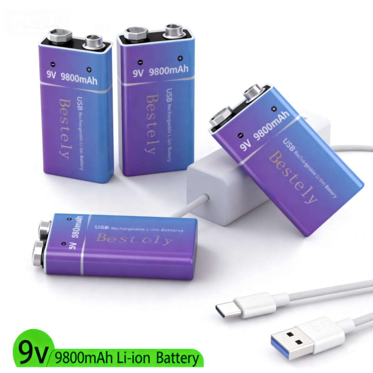 新しい 9V 充電式リチウムイオン電池 9800mAh 長持 - Smoke Detector Interconnected のレビューと価格