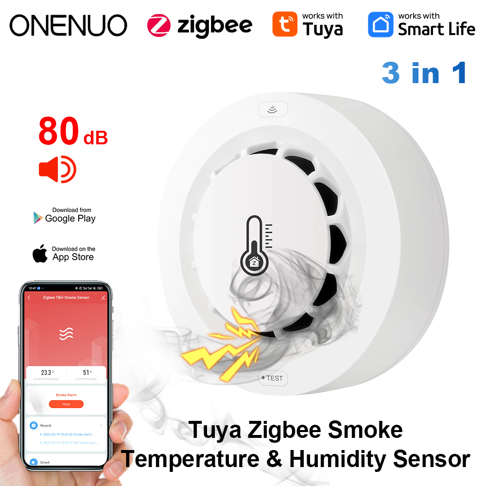 Tuya Zigbee BT 2 接続煙探知器温度湿度測定装 - Smoke Detector Interconnected のレビューと価格