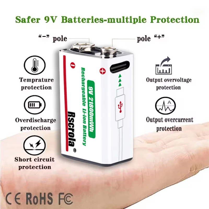 長持ち9Vリチウムイオン充電式バッテリー 21800mWh  - Smoke Detector Interconnected のレビューと価格